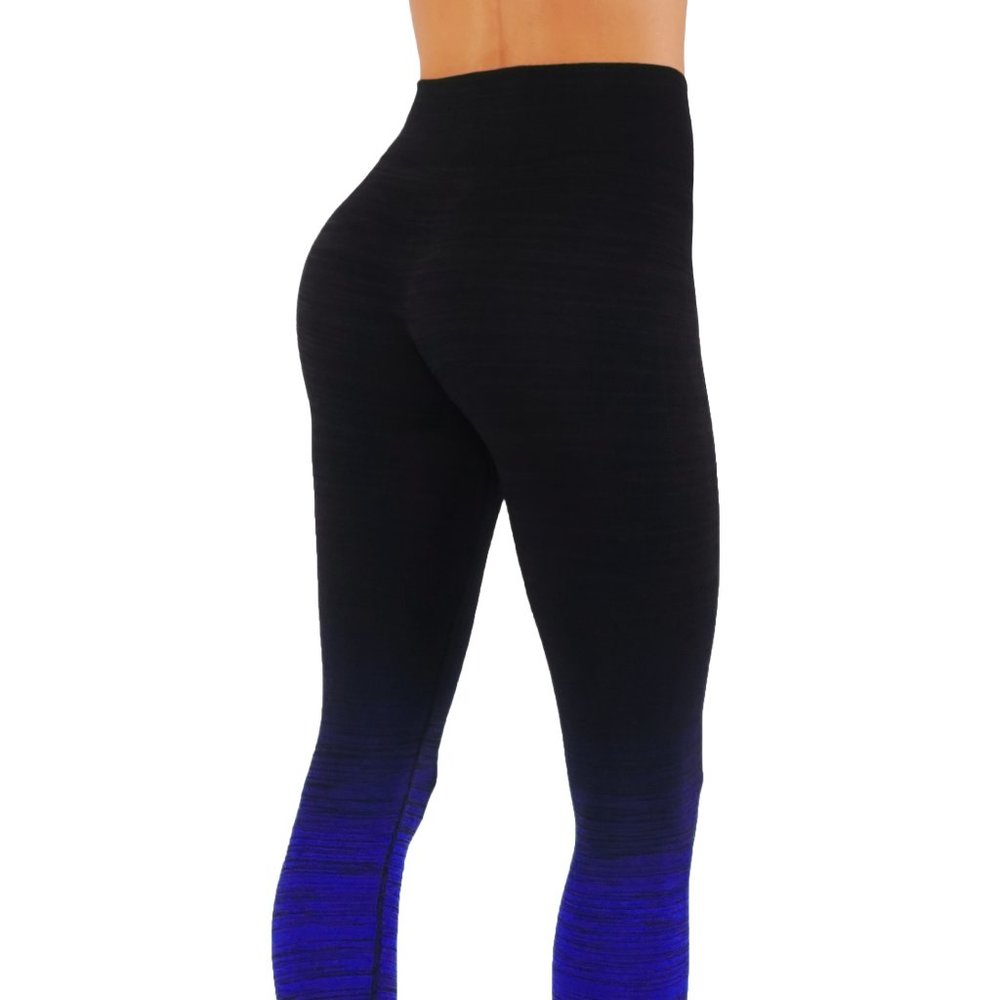 Seamless Ombre leggings dry-fit workout pants yoga gym black blue high waist - Picture 3 of 4
